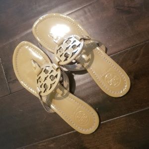 Tory Burch Miller Nude patent leather sandals